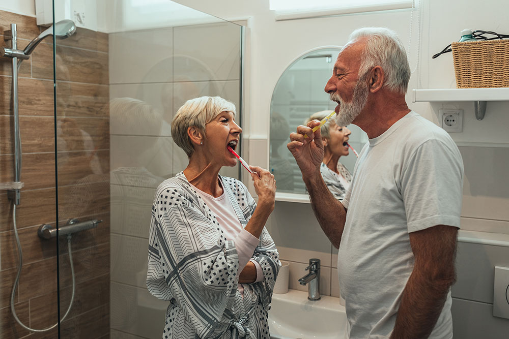 Elderly couple with usable bathroom